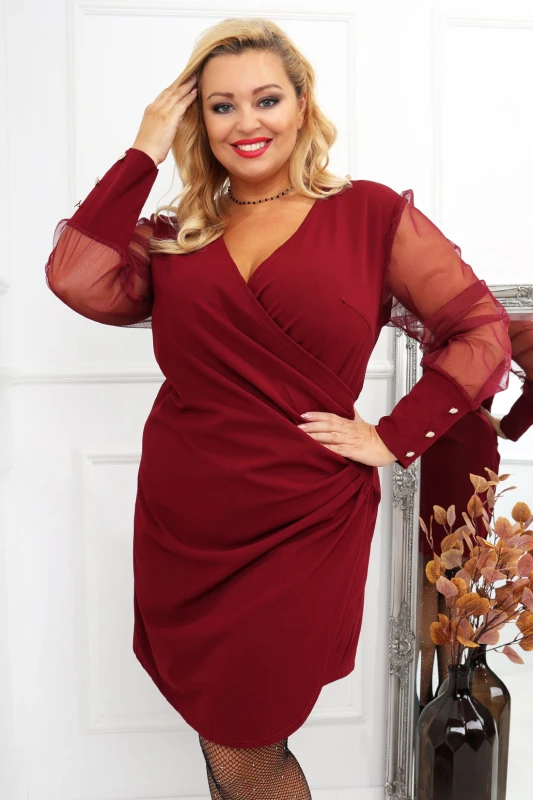 Sukienka plus size z tiulowymi rekawkami ( r. 46-54) BESTSELLER  PROMOCJA- WYSYLKA 24H