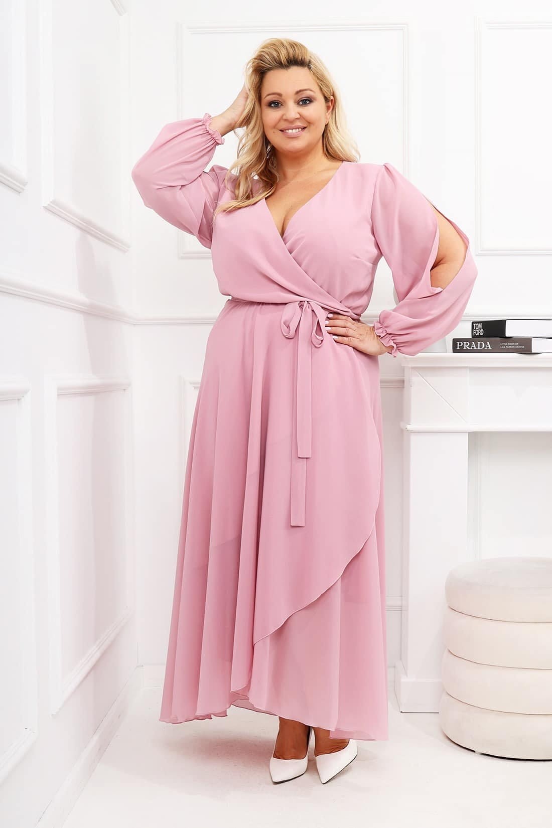 Szyfonowa sukienka plus size maxi LAILA mod 61 ( r. 46-56 )  