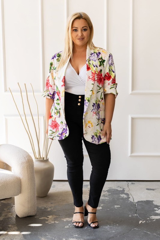 Marynarka plus size w kwiaty ( r. 50-54)  