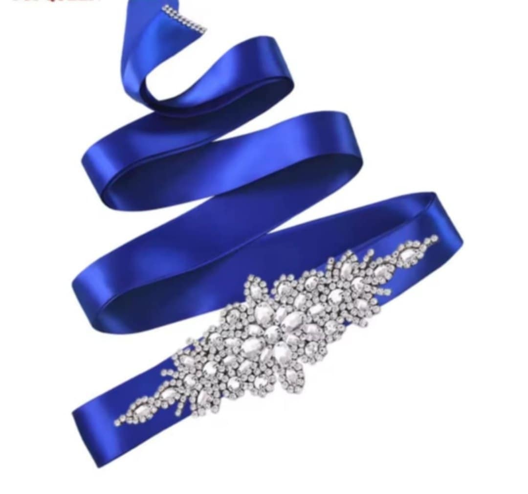 Pasek z cyrkoniami na satynowej taśmie CRYSTAL ( r. 42-62) 