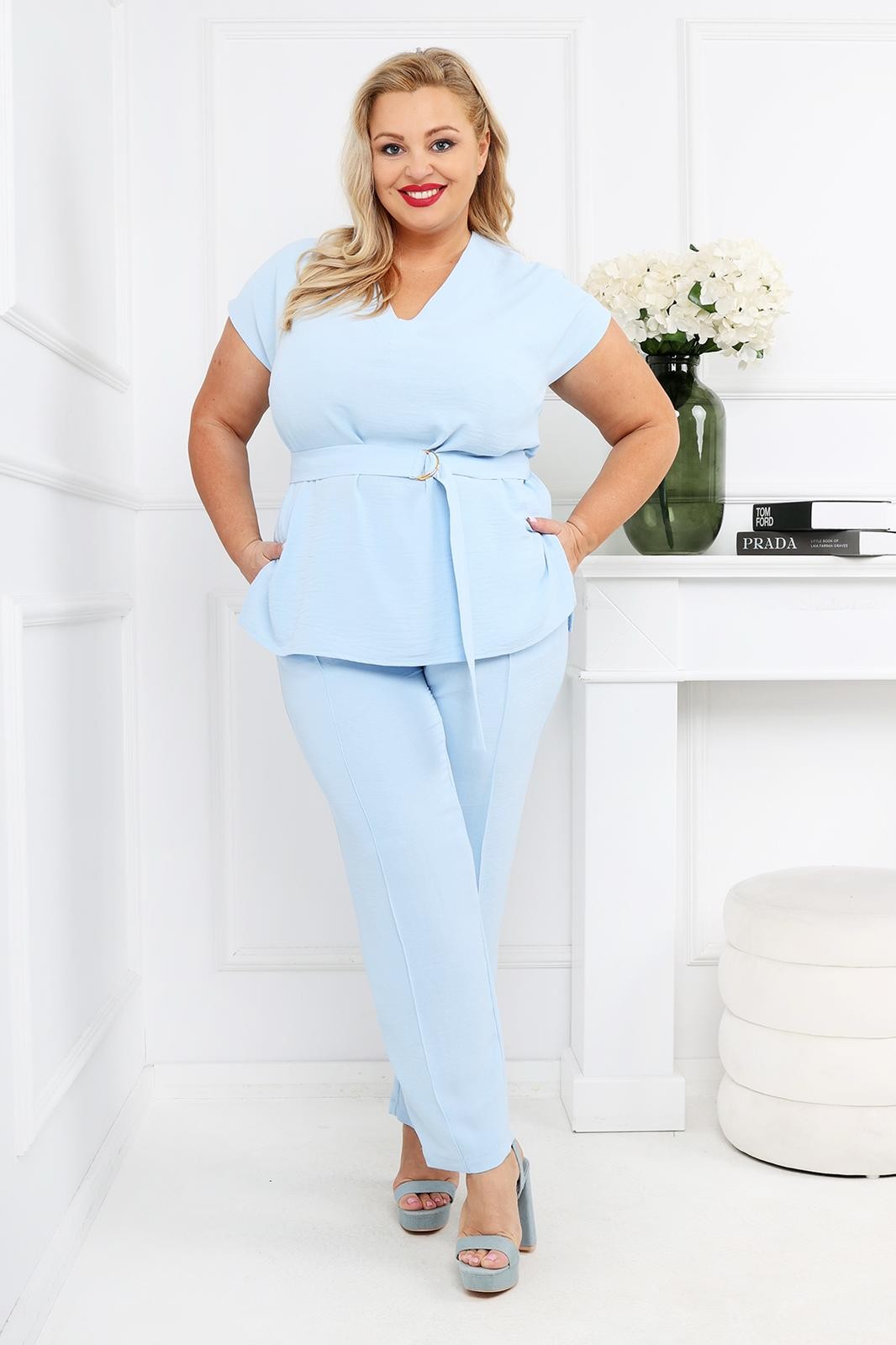 Elegancki komplet plus size - spodnie + bluzka LEINA ( 46-52)