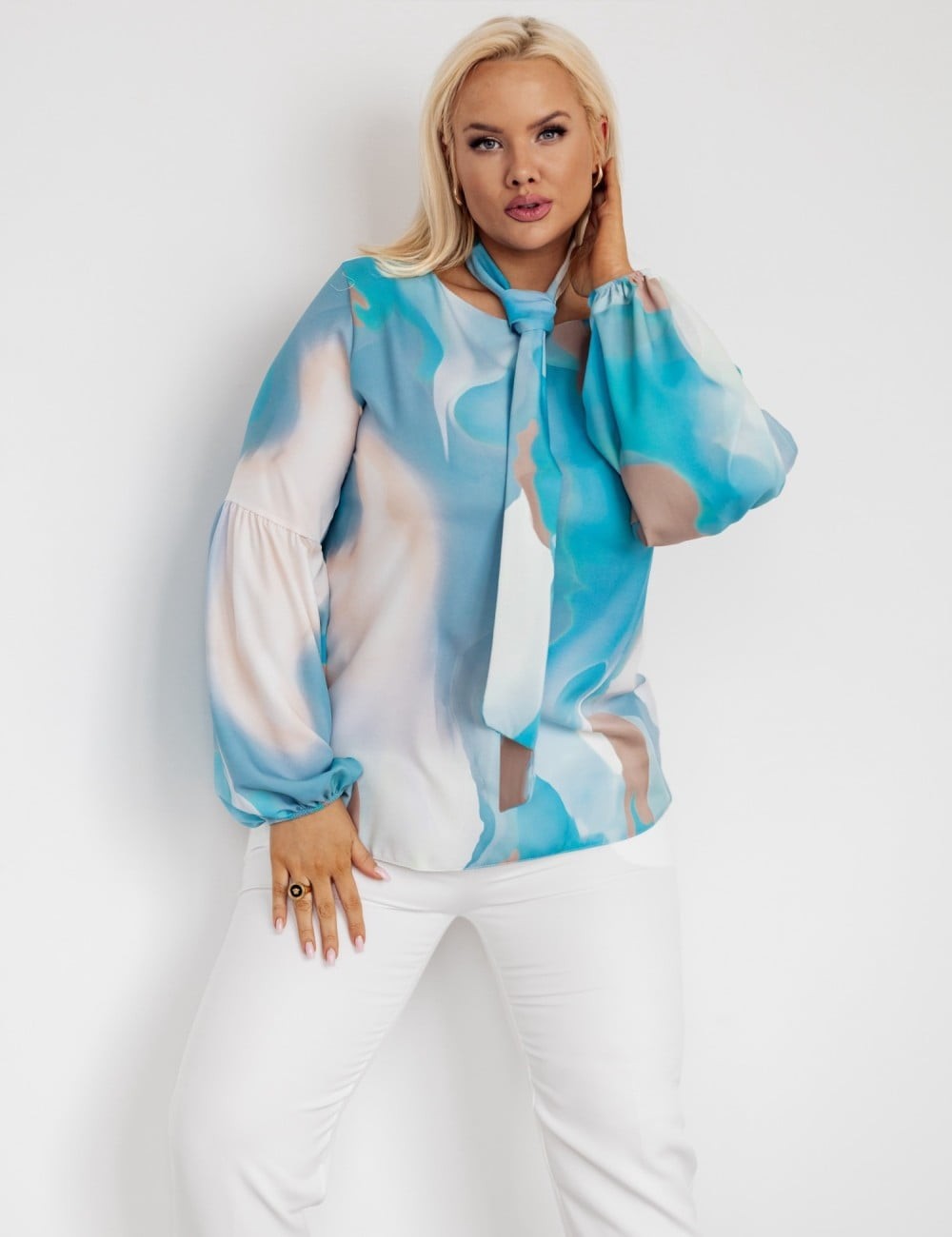 Bluzka plus size z paskiem ( r. 44-48) 