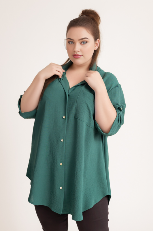 Koszula plus size z kieszonką na biuście ( 46-56) 