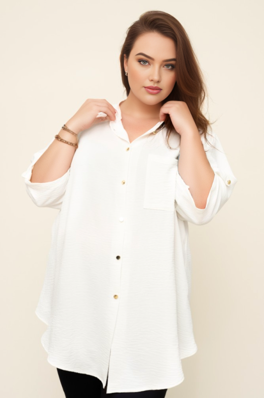 Koszula plus size z kieszonką na biuście ( 46-56) 