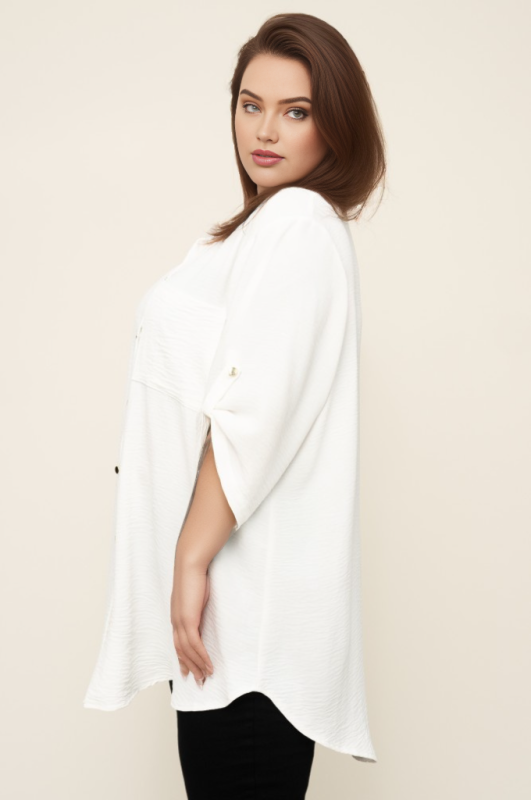Koszula plus size z kieszonką na biuście ( 46-56) 