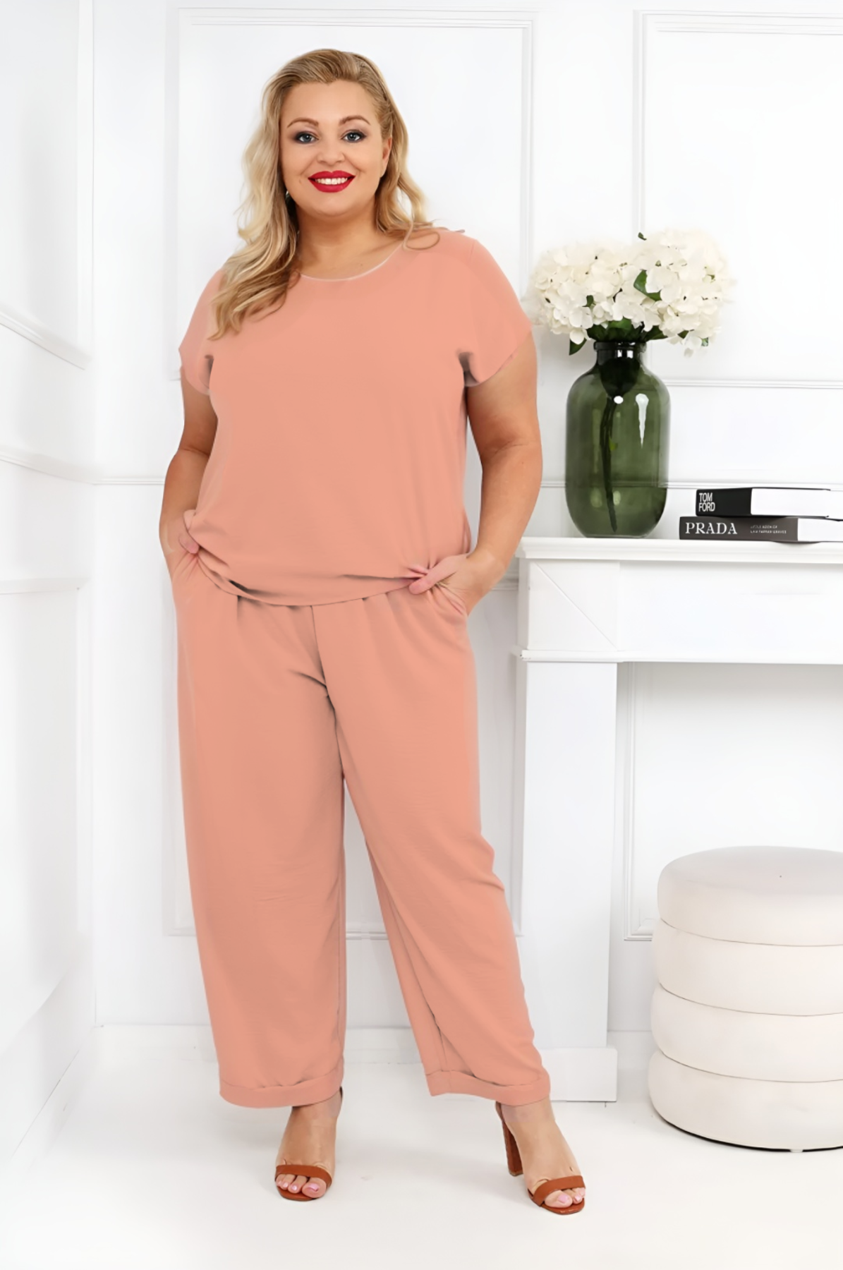 Komplet plus size - spodnie plus bluzka ( r. 48-54) 