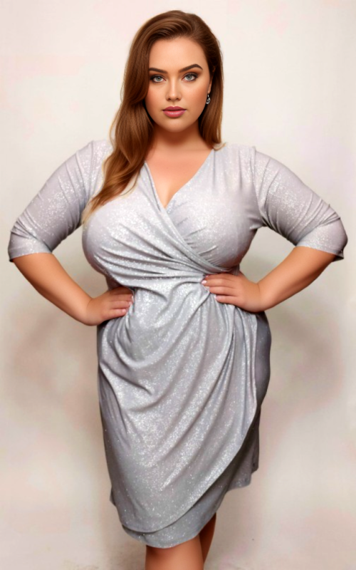 Sukienka plus size z brokatem NICOLE  ( r. 46-52)  