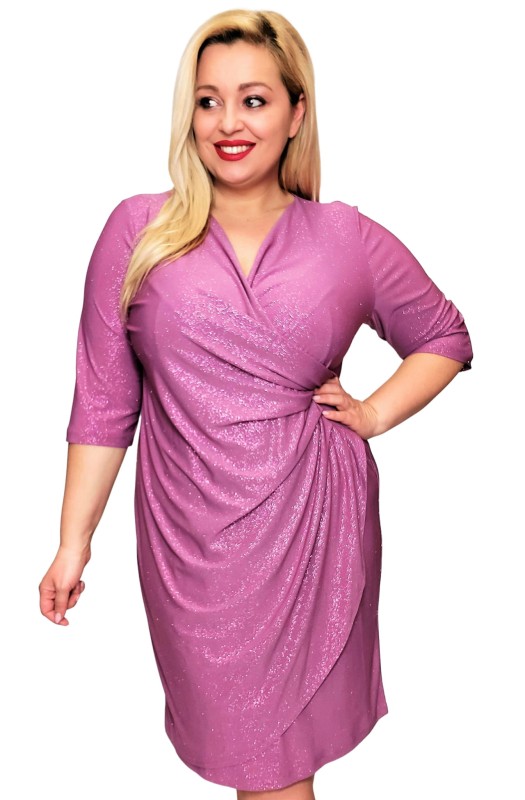 Sukienka plus size z brokatem NICOLE  ( r. 46-52)   WRZOSOWY