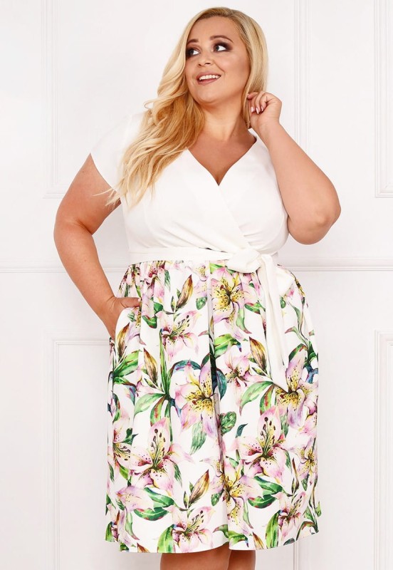 Sukienka plus size WERA herbaciane kwiaty ( r. 44-52) 