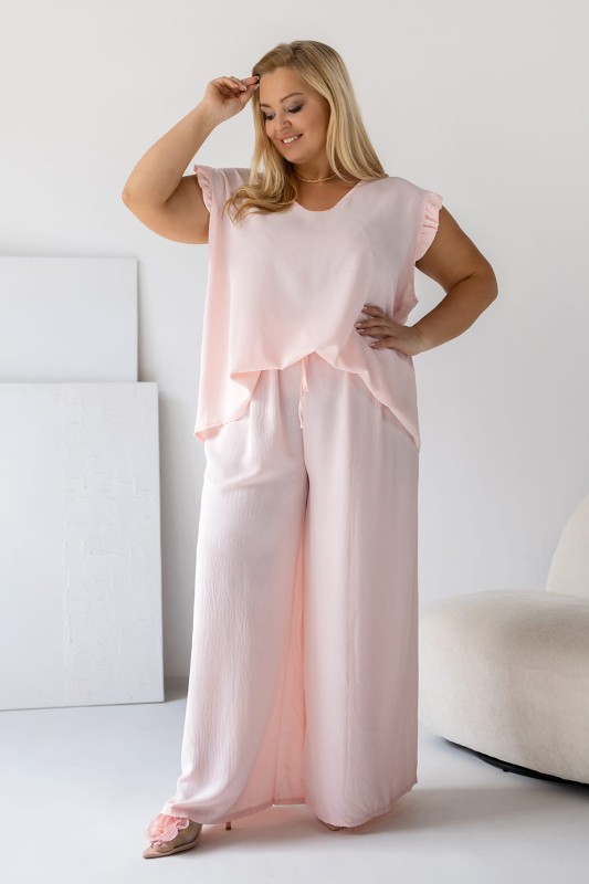 Komplet plus size z falbanką na rękawach ( r. 50-56)