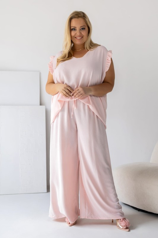 Komplet plus size z falbanką na rękawach ( r. 50-56)