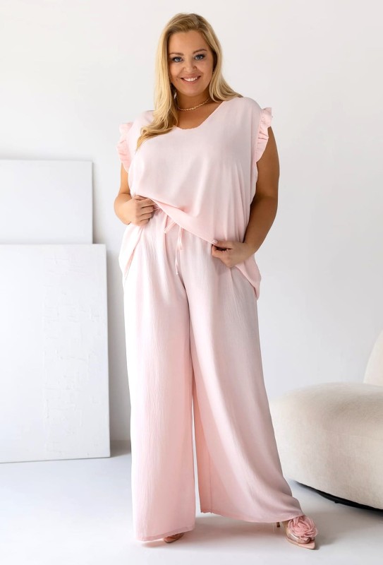 Komplet plus size z falbanką na rękawach ( r. 50-56)