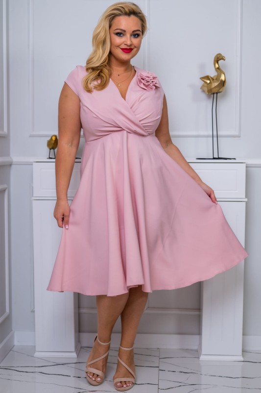 Sukienka wieczorowa plus size NINA light pink ( r. 46-50) 