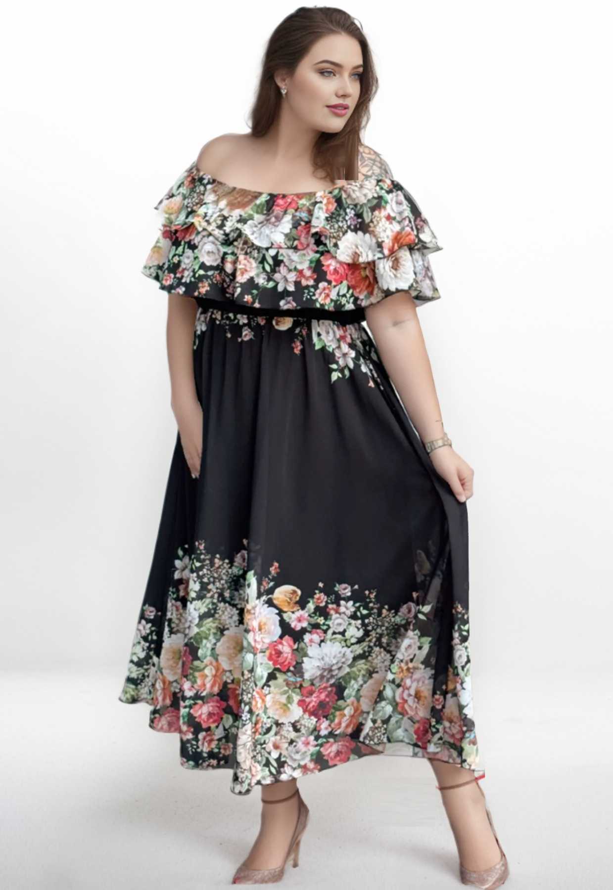 Sukienka maxi w kwiaty hiszpanka ( r. 48-54)