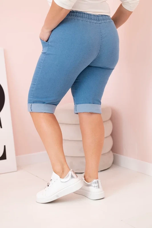 Spodenki plus size z gumą w pasie i sznurkiem do wiązania - JASNY JEANS ( 44-50)  