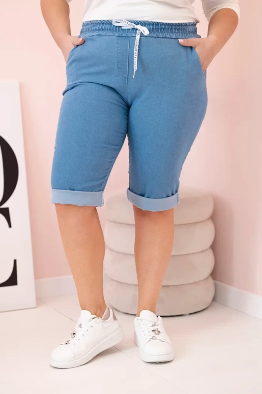 Spodenki plus size z gumą w pasie i sznurkiem do wiązania - JASNY JEANS ( 44-50)  