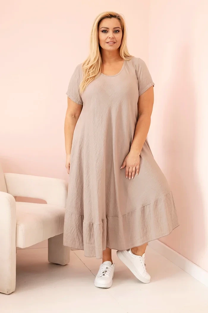 Sukienka plus size z krótkim rękawem i falbaną 100% wiskoza ( r. 46-52) 