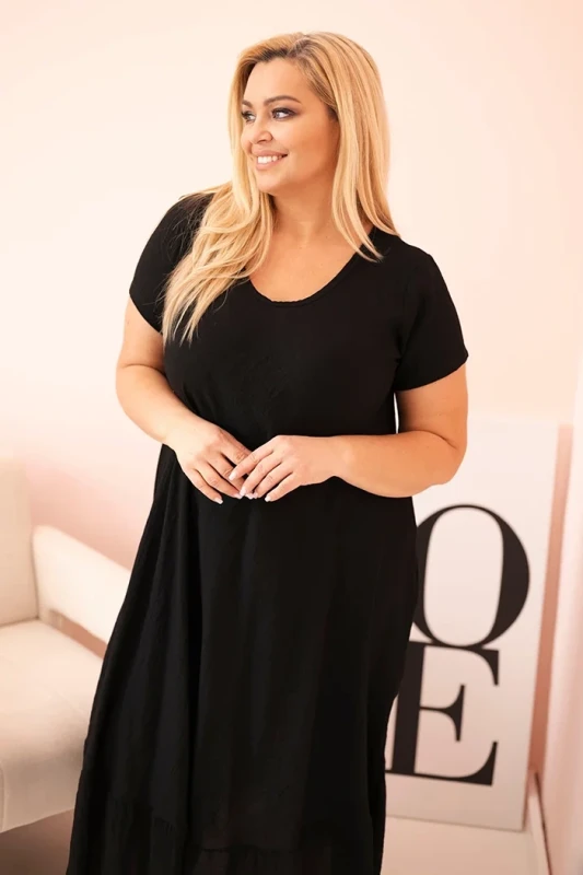 Sukienka plus size z krótkim rękawem i falbaną 100% wiskoza ( r. 46-52) 