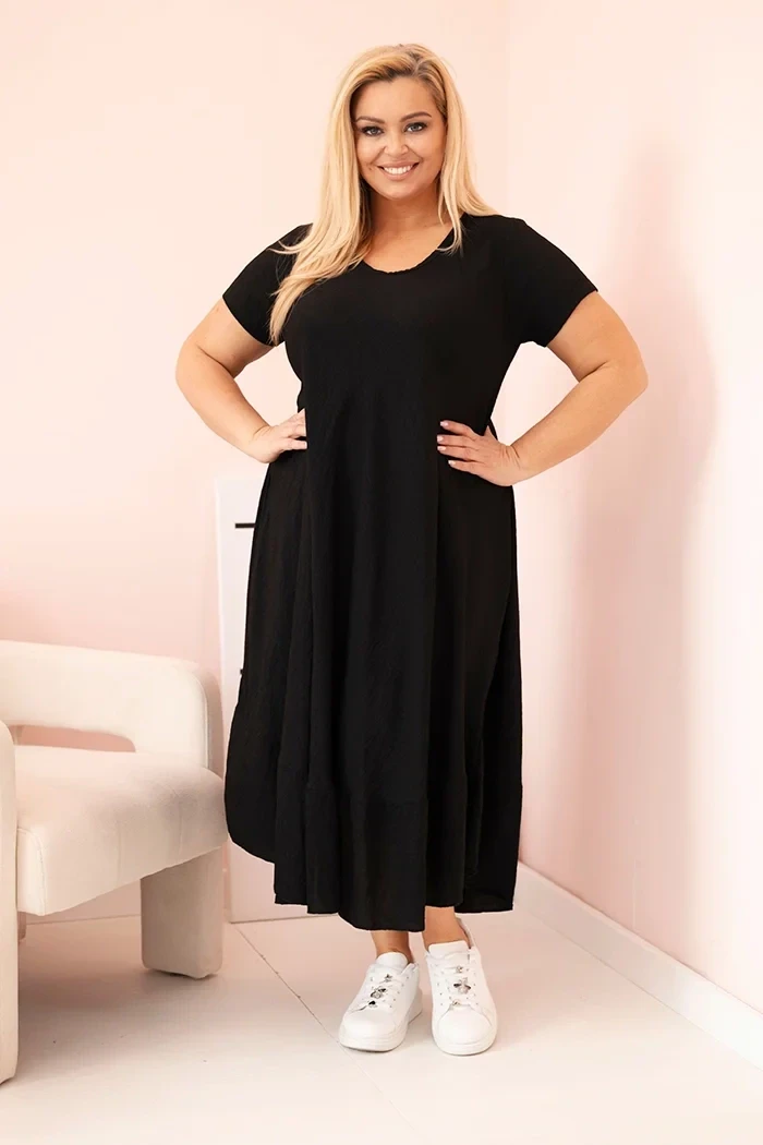 Sukienka plus size z krótkim rękawem i falbaną 100% wiskoza ( r. 46-52) 