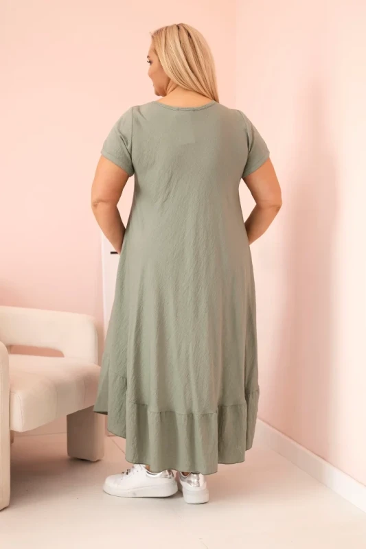 Sukienka plus size z krótkim rękawem i falbaną 100% wiskoza ( r. 46-52)