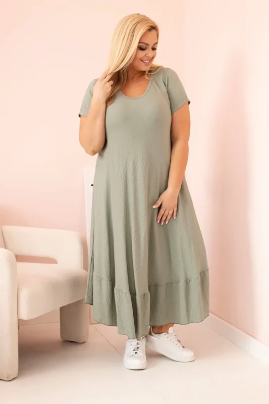 Sukienka plus size z krótkim rękawem i falbaną 100% wiskoza ( r. 46-52)
