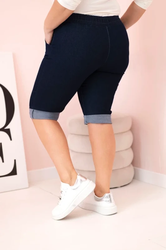 Spodenki plus size z gumą w pasie i sznurkiem do wiązania -  GRANATOWE  ( 44-50)   