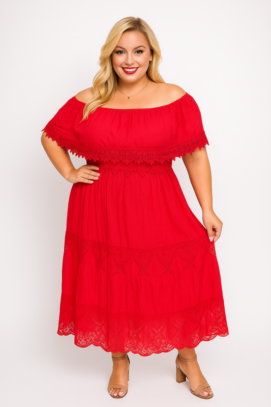   Koronkowa sukienka plus size hiszpanka MAXI ( r. 46-54)  