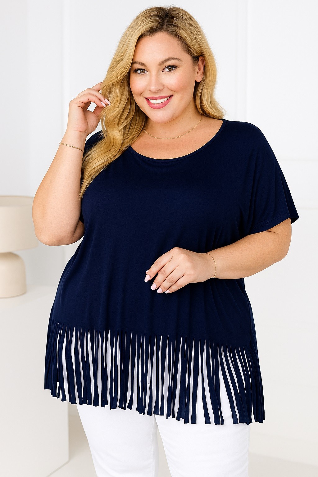 Tunika plus size z frędzlami ( r. 48-56) 
