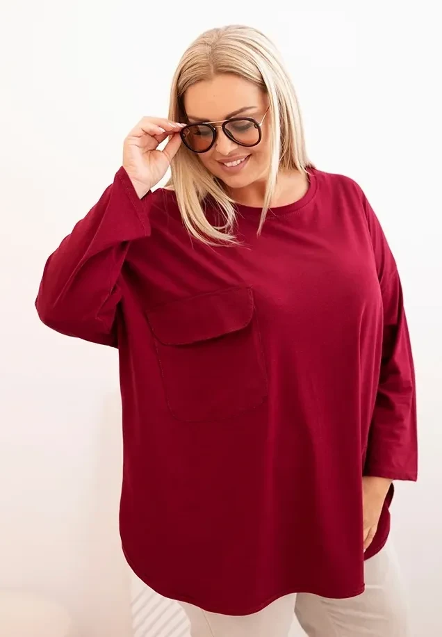 Bluzka plus size z  kieszonką ( r. 48-56)  