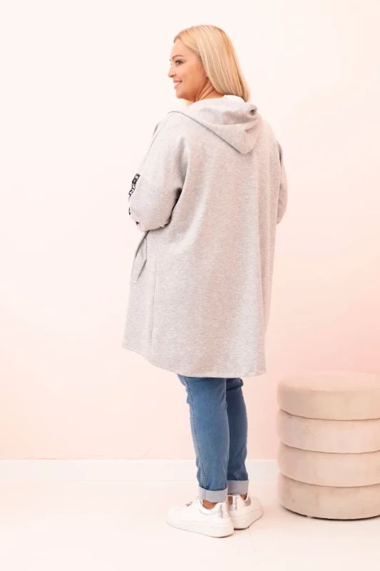 Bluza Plus Size z wiskozą rozpinana z kapturem  ( r. 48-56)