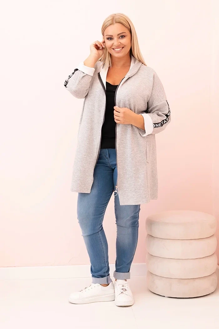 Bluza Plus Size z wiskozą rozpinana z kapturem  ( r. 48-56)