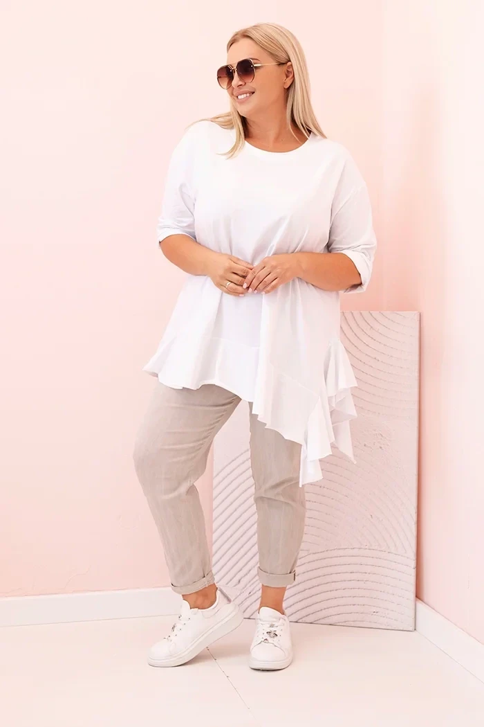 Bluzka plus size z  falbanką ( r. 48-56)  