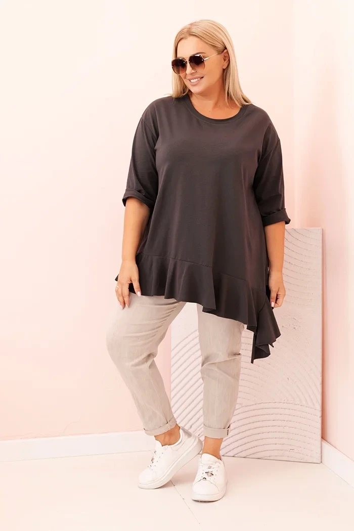 Bluzka plus size z  falbanką ( r. 48-56)   