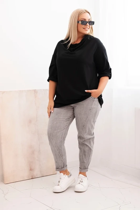 Bluzka plus size z  dekoltem wodnym ( r. 46-54)    