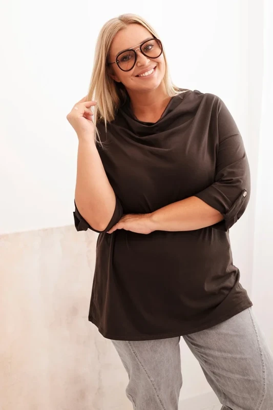 Bluzka plus size z  dekoltem wodnym ( r. 46-54)     