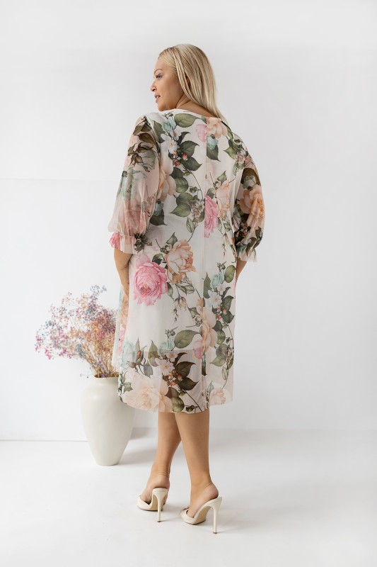 Sukienka Plus Size z Kwiatowym Wzorem ( r. 48-56)