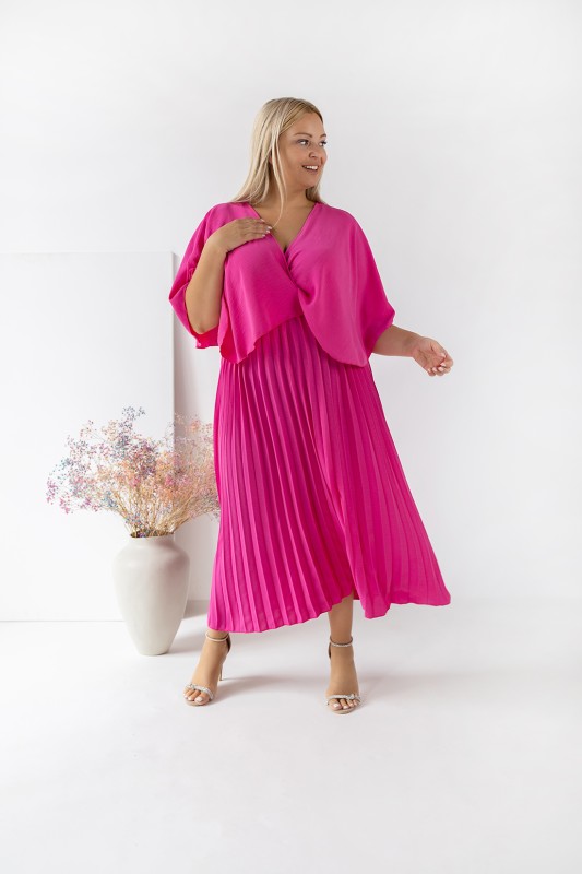 Sukienka plisowana plus size z kopertowym dekoltem ( r. 48-56)