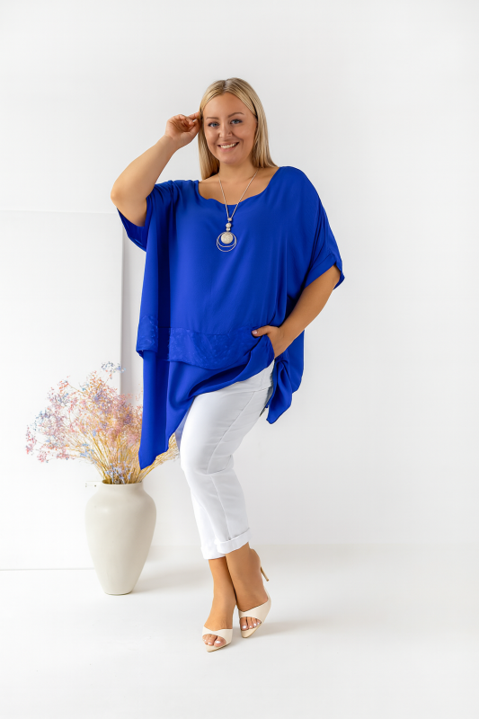Asymetryczna bluzka plus size oversize – 100% wiskoza ( r. 48-58)