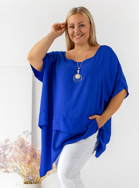 Asymetryczna bluzka plus size oversize – 100% wiskoza ( r. 48-58)
