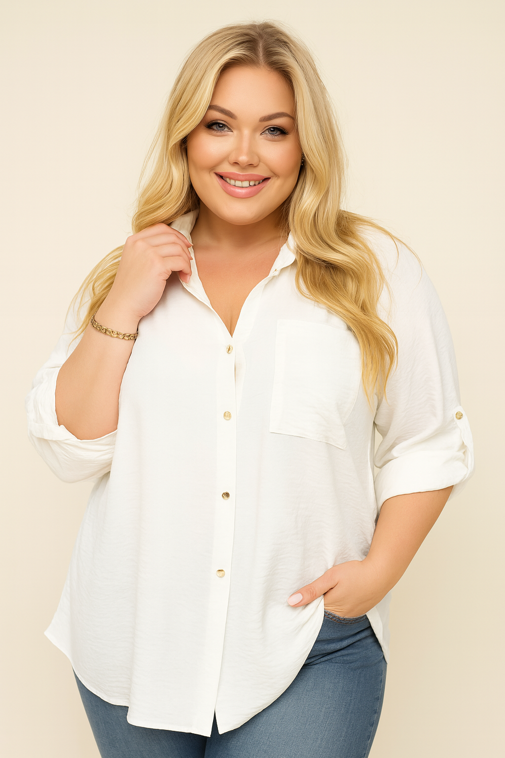 Koszula plus size z kieszonką na biuście ( 46-56) 