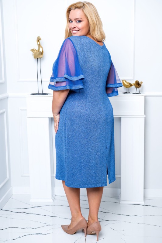 Sukienka plus size  Karmen #10 z błyszczącą nitką ( r. 48-56)   