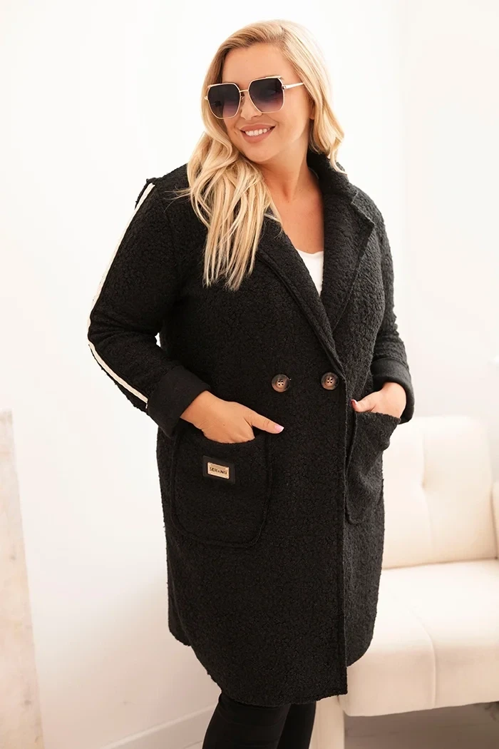 Płaszcz  Plus Size ze sztucznego baranka z kieszeniami ( r. 44-50)  