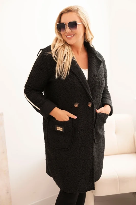 Płaszcz  Plus Size ze sztucznego baranka z kieszeniami ( r. 44-50)  