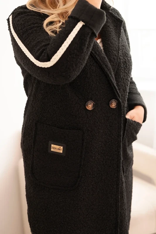 Płaszcz  Plus Size ze sztucznego baranka z kieszeniami ( r. 44-50)  