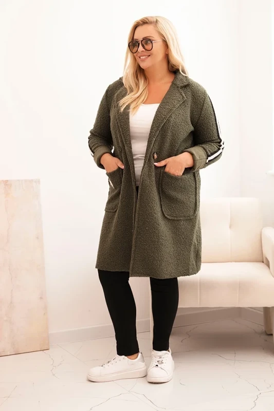 Płaszcz  Plus Size ze sztucznego baranka z kieszeniami ( r. 44-50)  