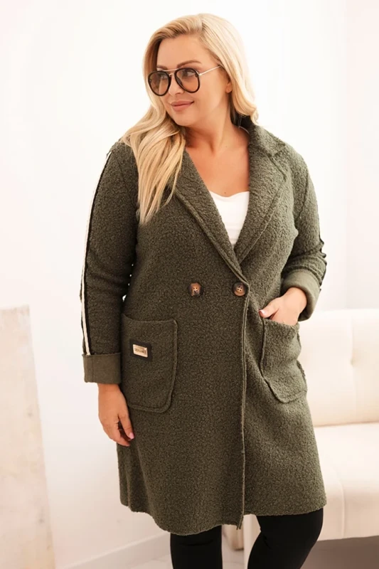 Płaszcz  Plus Size ze sztucznego baranka z kieszeniami ( r. 44-50)  