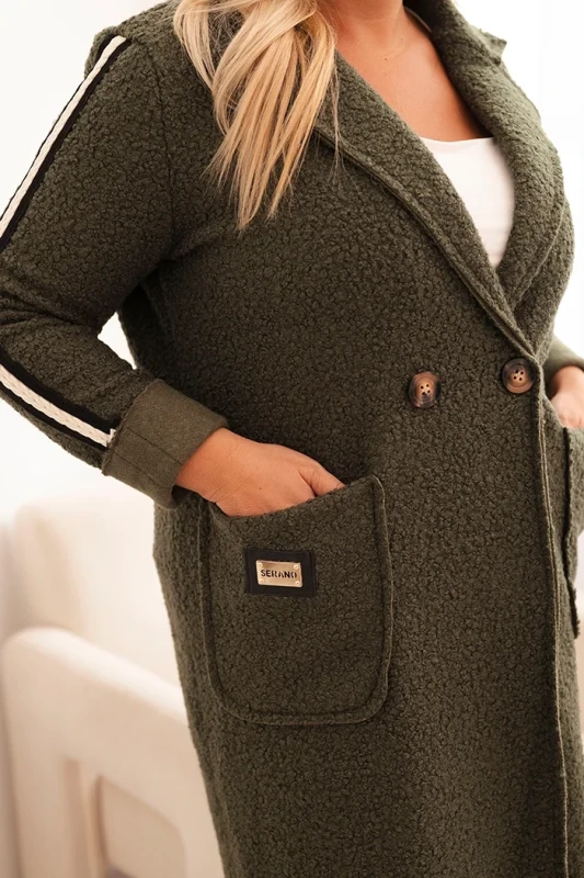 Płaszcz  Plus Size ze sztucznego baranka z kieszeniami ( r. 44-50)  