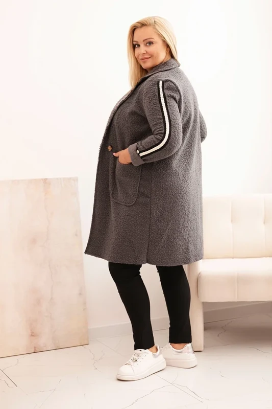 Płaszcz  Plus Size ze sztucznego baranka z kieszeniami ( r. 44-50)  