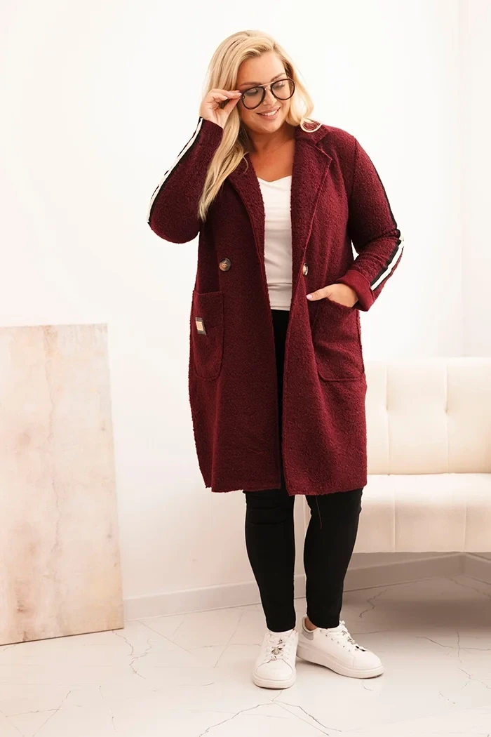 Płaszcz  Plus Size ze sztucznego baranka z kieszeniami ( r. 44-50) 