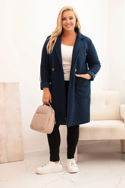 Płaszcz  Plus Size ze sztucznego baranka z kieszeniami ( r. 44-50) 